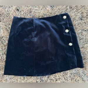Zara Black Velvet Mini Skirt with Gold Buttons
